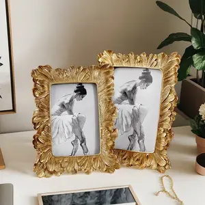 Vintage Palm Leaf Frame, Resin Material Horizontal Vertical Photo Display, Home Decor Picture Frame for Family Photos, Sturdy Frame Design, Home Decoration