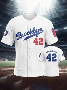 #42 Men's Baseball Fashion Sweatshirt, White Baseball Jersey, Comfortable Fabric, Ideal for Sports Training, Perfect Gift for Sports Enthusiasts