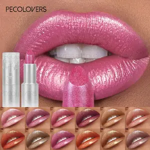 1PC Pearlescent Glitter Lipstick, Pink, Shimmering Lip, Glitter Lip Gloss, Long-lasting Waterproof Shiny Lip Finish, Vibrant Shades for All Types, Suitable for Holiday and Date Makeup, Charming Lip Makeup