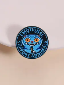 Gothic Blue Cat Brooch with Enamel Finish, Zinc Alloy Material, Eerie Crow-Inspired Design, Unisex Fashion Accessory for Everyday Wear