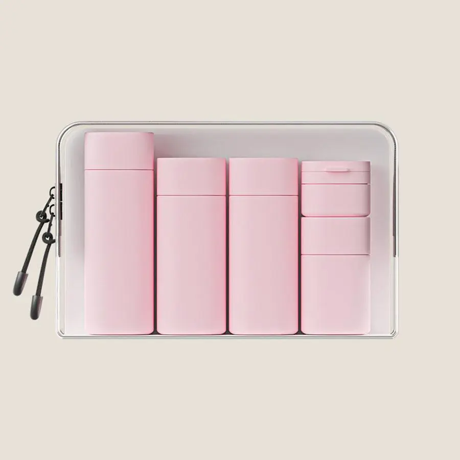 Travel Cosmetic Bottle, 6 Counts/set Empty Refillable Squeeze Bottle, Portable Travel Storage Container for Shampoo, Conditioner, Lotion, Cream, Travel Bottle Kit, Makeup Organizer Pouch, Handheld Cosmetic Pouch, Luggage Makeup Organizers