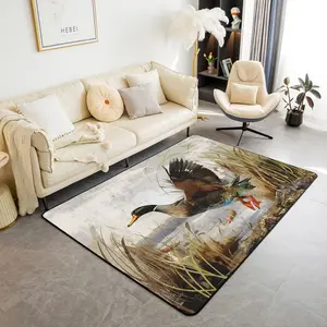 Mallard Duck Rugs for Living Room Bedroom,Wild Duck Hunting Non-slip Area Rug,Lodge Cabin Farmhouse Decorative Carpet,Room Decor Floor Mat