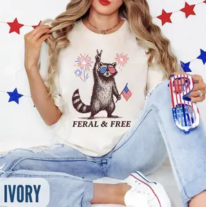 Feral & Free Raccoon Shirt, American Feral, Patriotic Shirt, Independence Day Gift, USA SweatShirt