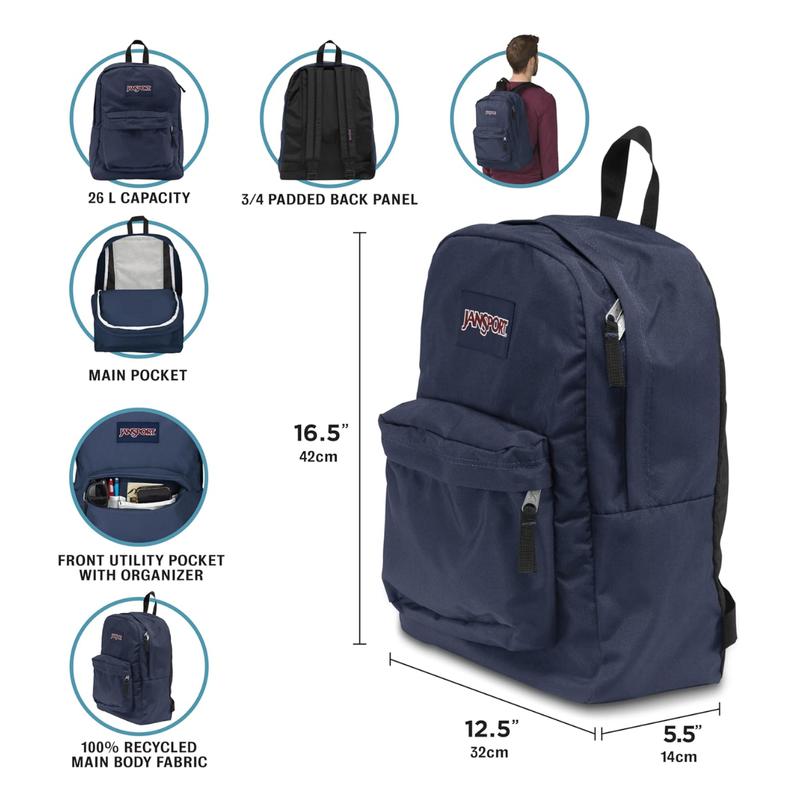 JanSport SuperBreak Backpack School 17 - Laptop Big Student 17.5, black