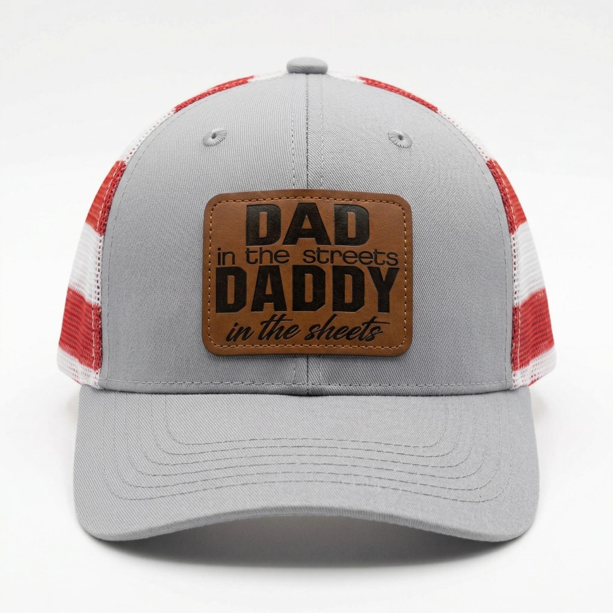 Best Husband Gift EVER!  Funny "Daddy" Leather Patch Hat  American Flag Mesh Trucker Cap