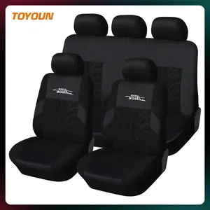 TOYOUN Universal Car Seat Covers Full Set Breathable Washable Bucket Seat Protectors Front Split Bench Airbag Compatible Automotive Interior Cushion