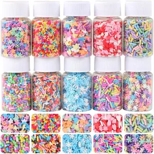 Fake Sprinkles Polymer Sprinkles, 10 Mixed Colors Clay Sprinkles Fake Candy Faux Sprinkle for Resin Slime Craft Nail Art Decorations Phone Case DIY Shaker Card Filler,10 Jars