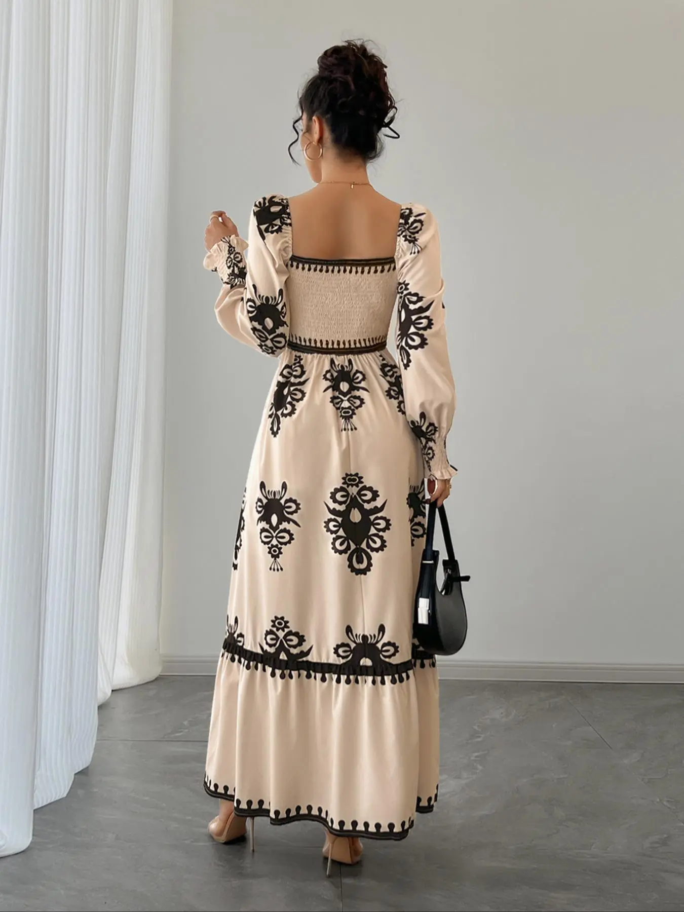 Women's Vintage Boho Floral Print Lantern Long Sleeve High Waist Basque Waist Dress, Square Neck Shirred Design, chic elegant fit, Valentine's Day Party Elegant, bohemian, Floral Pattern Dress - TikTok Shop Women's Vintage Boho Floral Print Lantern Long Sleeve High Waist Basque Waist Dress, Square Neck Shirred Design, chic elegant fit, Valentine's Day Party Elegant, bohemian, Floral Pattern Dress - TikTok Shop