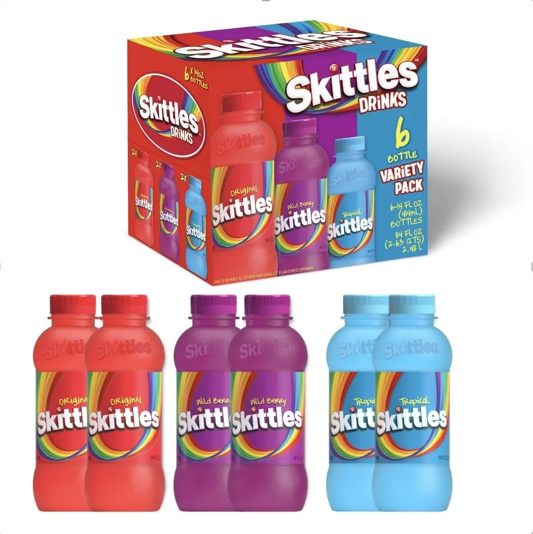SKITTLES Flavored Drink | Non-Carbonated Drinks with Fruity Flavors | 12-14 Fl oz. (Variety 6 Pack)