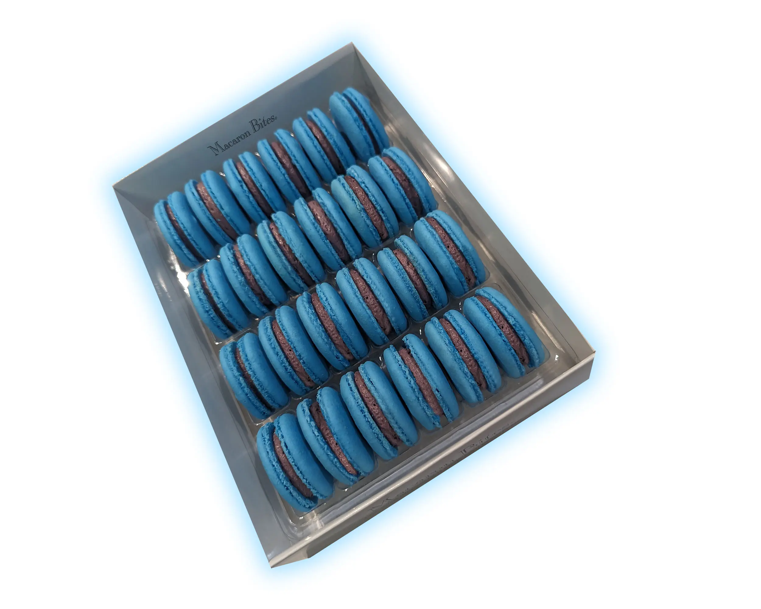Macaron Bites Blueberry French Macarons Gift Box - 24 Count, Delicate Crunchy Exterior, Moist Cake-like Interior, Exotic Fillings, Perfect for Gatherings
