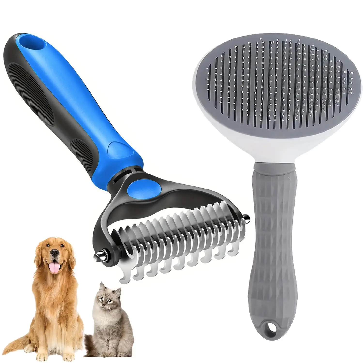Double-sided Knotting Comb, 2 Counts/set Pet Hair Removal Comb, Pet Grooming Comb, Dog & Cat Grooming Supplies