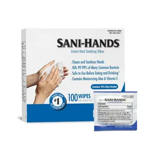 Sani-Hands Hand Sanitizer Wipes 100 Packets Per Box