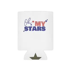 Oh My Stars Patriotic Can Cooler – Fun Drink Holder for Parties, BBQs, 4th of July, Summer Celebrations, Gifts for Friends