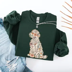 Golden Doodle Sweatshirt – Floral Dog Mom Gift, Cute Puppy Lover Pullover
