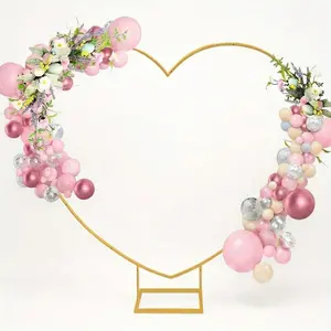 Heart-Shaped Background Stand, Golden Metal Wedding Arch Background Stand, Suitable For Parties And Baby Banquets, Perfect For Outdoor Weddings And Balloon Parties, An Essential Decoration For Parties Kit Frame