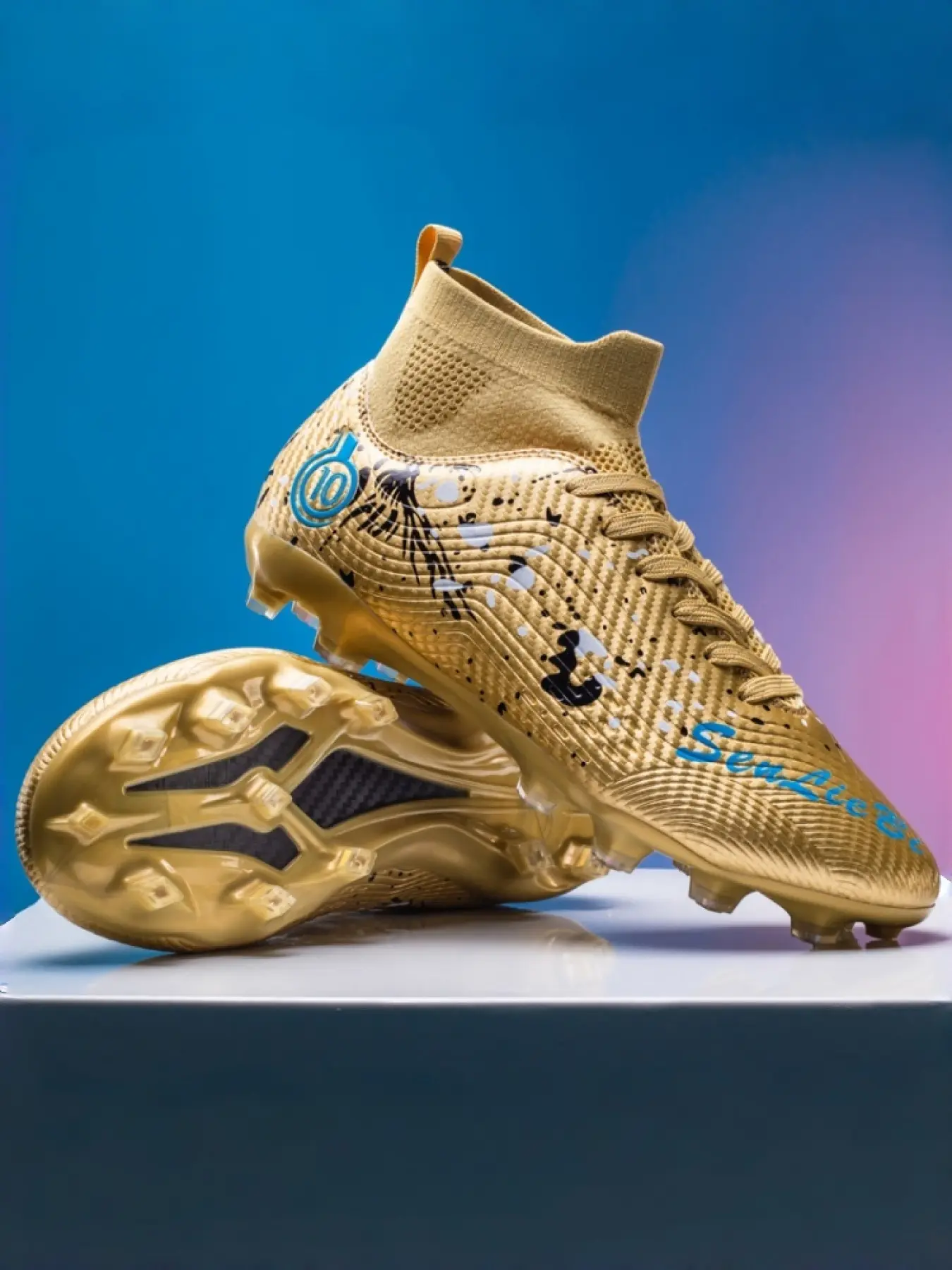 1 Pair Unisex Stylish Bright Soccer Cleats | Perfect Valentine's Gift | Non-slip Durable, Comfy Upper, High-top Stretch Collar | Ideal for Fans, Games & Training