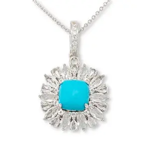 Colleen Lopez Turquoise, Zircon and Topaz Pendant with Chain