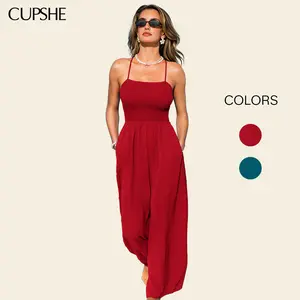 CUPSHE Women's Sleeveless Sea Change Red Square Neckline Wide-Leg Jumpsuit Overalls, #DealsForYouDays