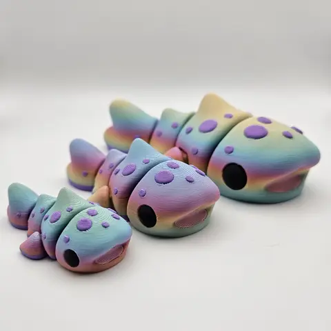 3D Printed Articulating Rainbow Whale Shark Figurine Great Gift and Desk Figure