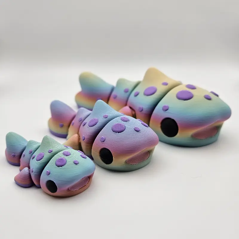 3D Printed Articulating Rainbow Whale Shark Figurine Great Gift and Desk Figure