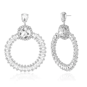 MYTYS Luxury Oversized Crystal Circle Earrings for Women Elegant Bridal & Trending Party Style Versatile Stylish Jewelry