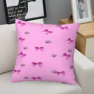 Rhinestone Bow Luxury Throw Pillow Cushions (1 Pc): Pink background rhinestone bow pattern, soft glutinous skin-friendly non-shedding, ideal for luxury-style homes and elegant bedroom decor, fits sofas, bedrooms, studies