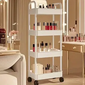 3 Tier Rolling Storage Cart | Plastic Organizer With Wheels | Multi-Purpose Utility Cart Easy To Assemble | Durable Household Essentials Organizer Shelf | Kitchen Bathroom Office Mobile Storage Rack | Resistant To Wear And Tear
