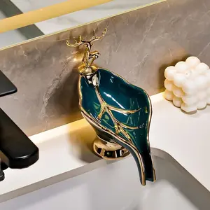Drill-Free Wall-Mounted Soap Dish, Luxurious Style Counter Top Soap Holder, Soap Rack, Elegant Bathroom Accessory for Hand Soaps, Aesthetic Soap Saver Decor, Soap Dish for Bathroom Sink