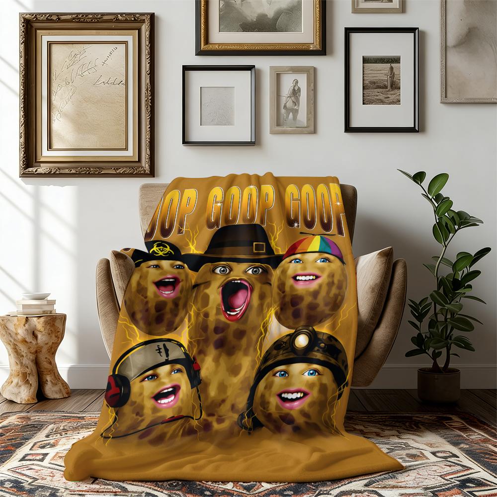 Goop Goop Goop Funny Peanut Meme Print Flannel Blanket Cooling Blanket Homegoods Soft Cozy For Bedroom Living Room Sofa Couch For Meme Lovers Teens Adults Perfect Gift Suitable for all four seasons cozy flannel blanket