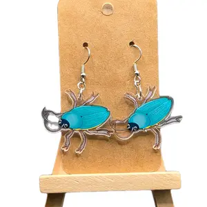 Acrylic Beetle Earrings, Cute Insect-Inspired Dangle Earrings for Women's Daily Wear