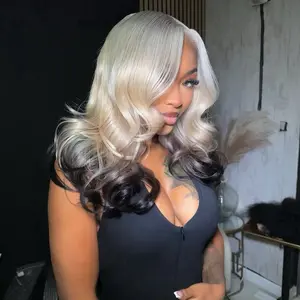 HD Lace Human Hair - Frontal Wig 13X4 Design for Versatile Styling Ombre ash blonde and black