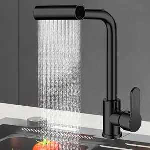 Waterfall Kitchen Faucet, Stainless Steel Faucet, 360° Rotating Waterfall Flow Spray Head Hot and Cold Water Sink Mixer, Kitchen Faucet, Kitchen Accessories