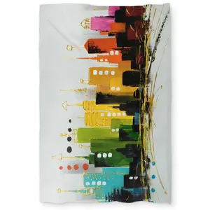 Begin Home Decor C1DCTXLWGCXOQH Cityscape with Rainbow Colors Twin Size Extra Long Duvet Cover - Bedroom Decor