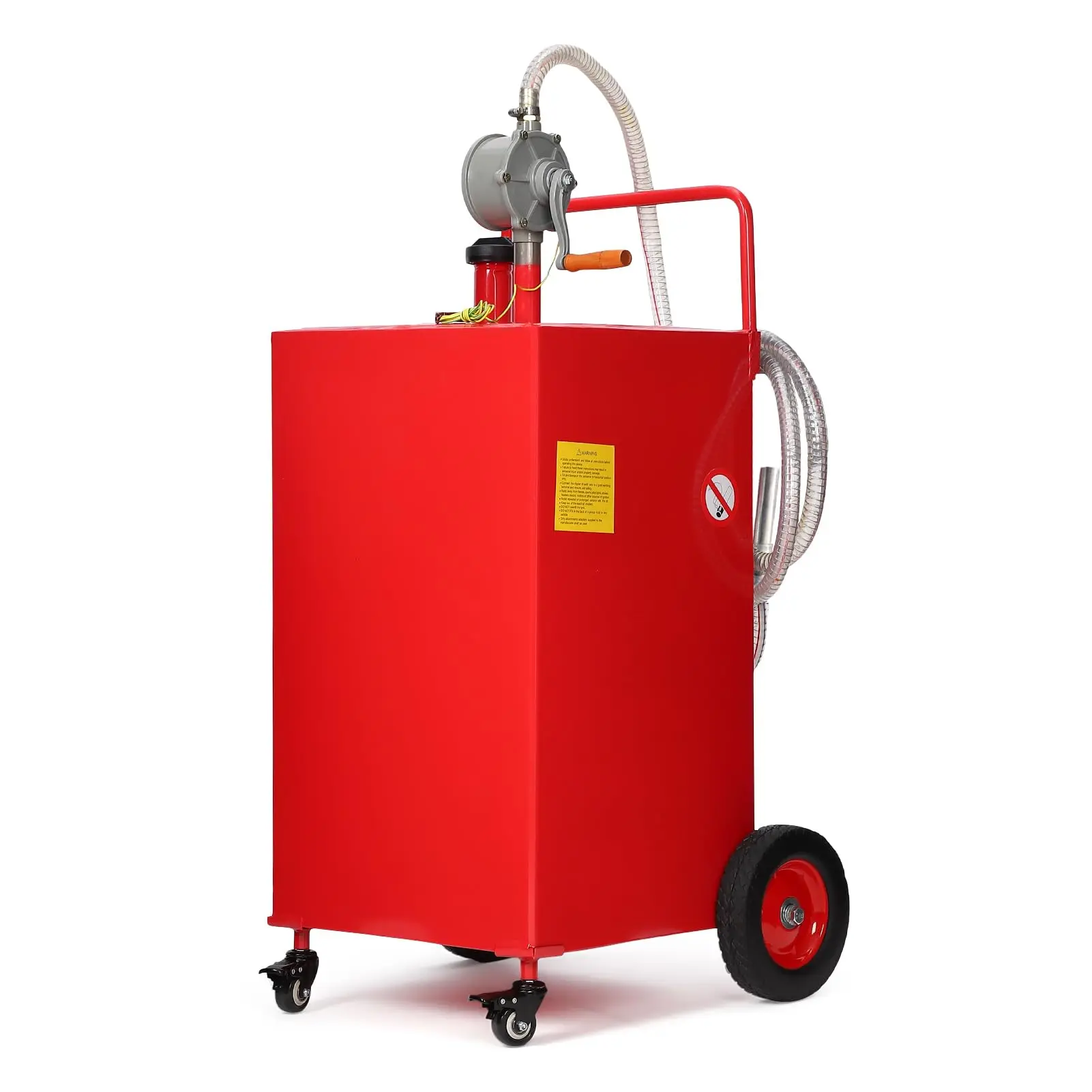 GARVEE 40 Gallon Fuel Caddy with Manual Pump – Heavy Duty Gasoline & Diesel Transfer Tank on 4 Wheels, Spill-Proof Portable Fuel Container for Boats, Trucks, Lawn Mowers, ATVs, Garages & Farms – Red
