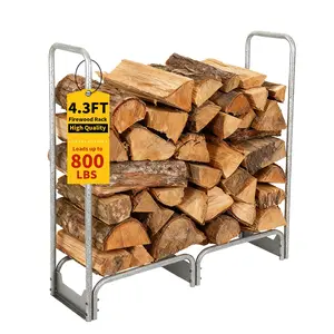 Garvee 4.3 ft Firewood Rack with Waterproof Oxford 600D Cover, Heavy-Duty Steel Log Storage Rack for Indoor and Outdoor Use, Wood Organizer Stackable