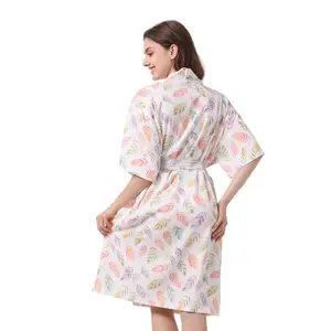 Rainforest Style Full-Body Print Summer Bathrobe, Hooded with Belt, Lightweight Quick-Dry Soft, Sexy Fresh, Multiple Sizes