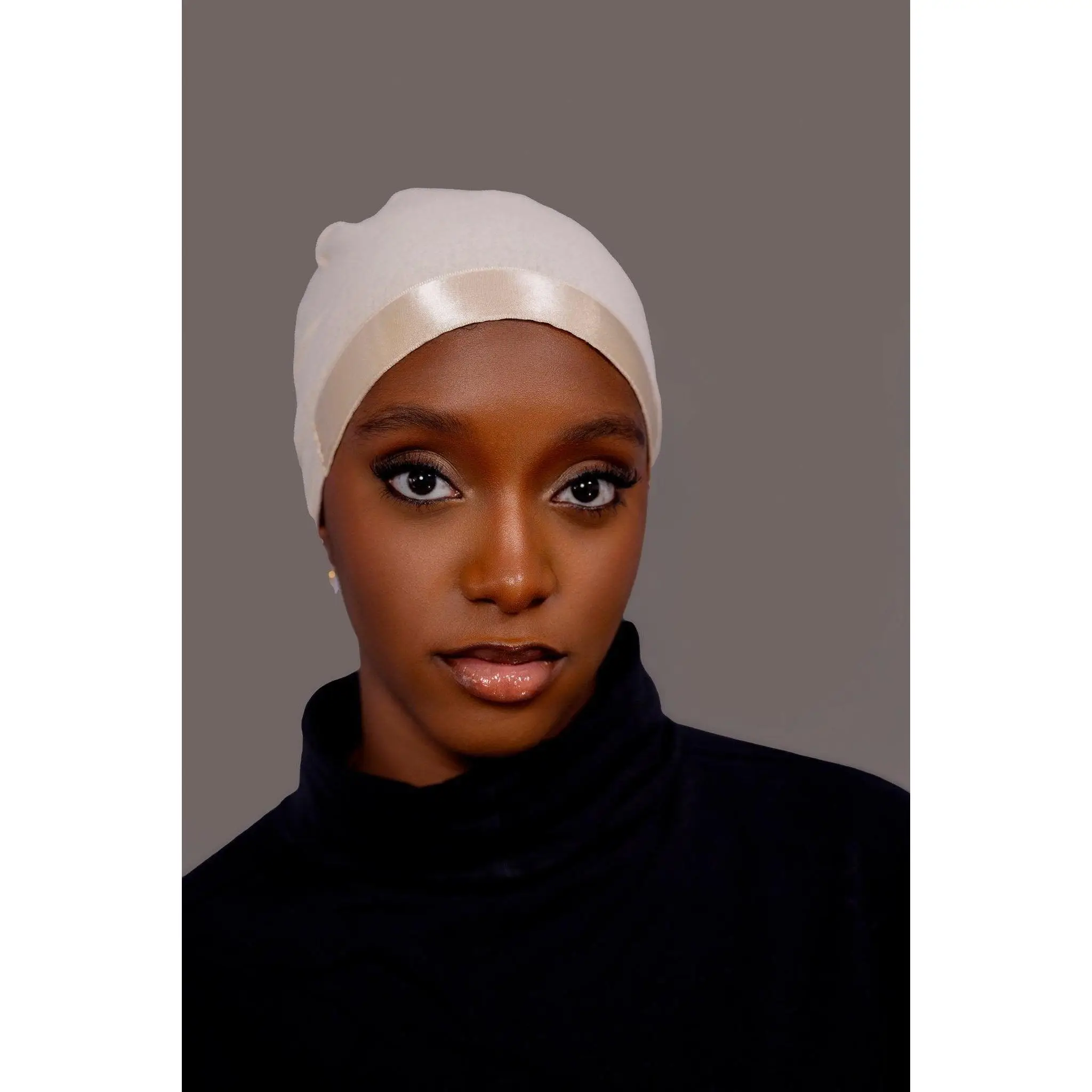 Non-Slip Cotton Hijab under Cap - Beige