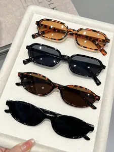 4 Pairs Women's Multicolor Square Full Frame Sweet Personality Decorative Lenses Glasses, Perfect for Music Festivals, Beach Vacations, Parties, Street Style