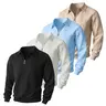Men's Fitted Solid Ribbed Knit Half-Zip Longsleeve Sweater - Textured V-Neck, Ribbed Cuffs & Hem, Soft Comfort for Daily Wear & Work | Menswear Male Clothing Business-Casual Top
