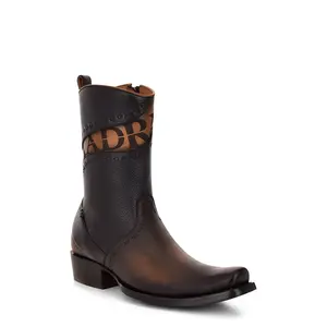 Viena Black & Woven & Zipper Narrow Square Toe
