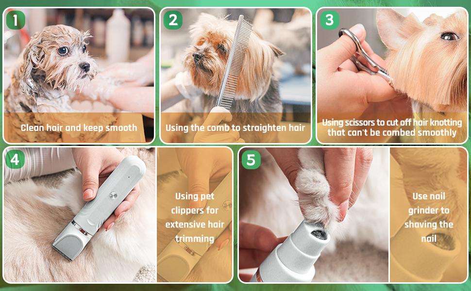 2026 4-in-1 Pet Clippers Grooming Kit, Hair Clipper-Paw Trimmer,Rechargeable , Cordless Quiet Waterproof Shaver for Puppy Dogs and Cats