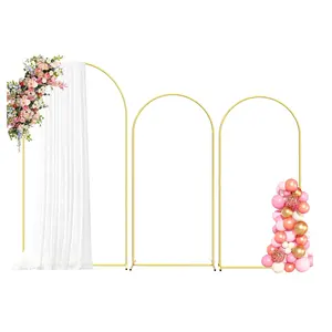 Gold Metal Wedding Arch Stand Gold Arched Backdrop Frame for Party Ceremony Birthday Bridal Baby Shower Garden Floral Balloon Arch Decoration