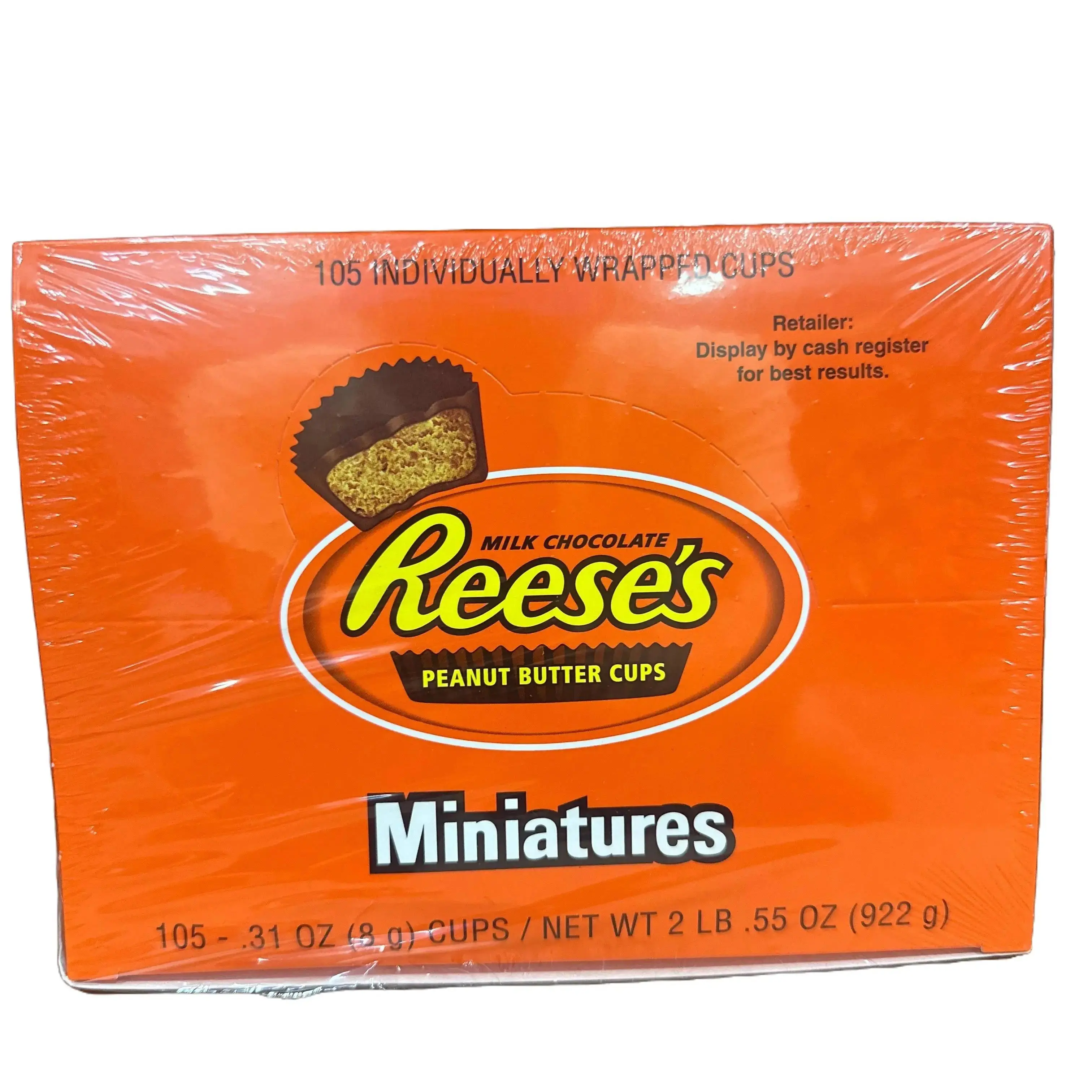 PEANUT BUTTER CUPS 105 INDIVIDUALLLY WRAPPED CUPS IN BOX
