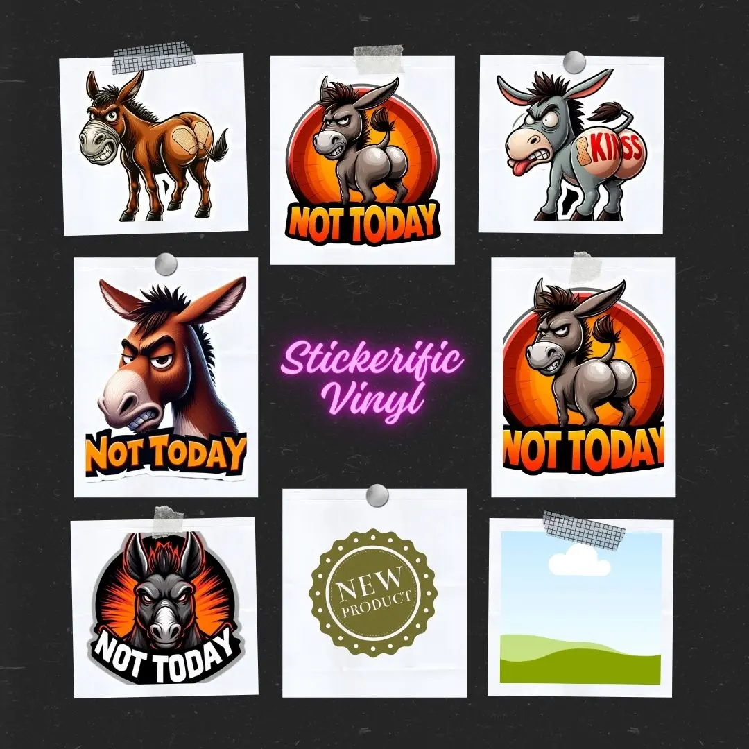 Funny Angry Stubborn Mule 3" Vinyl Stickers for Laptop, Journal, and Car - Whimsical Humor #1, Handmade and Durable