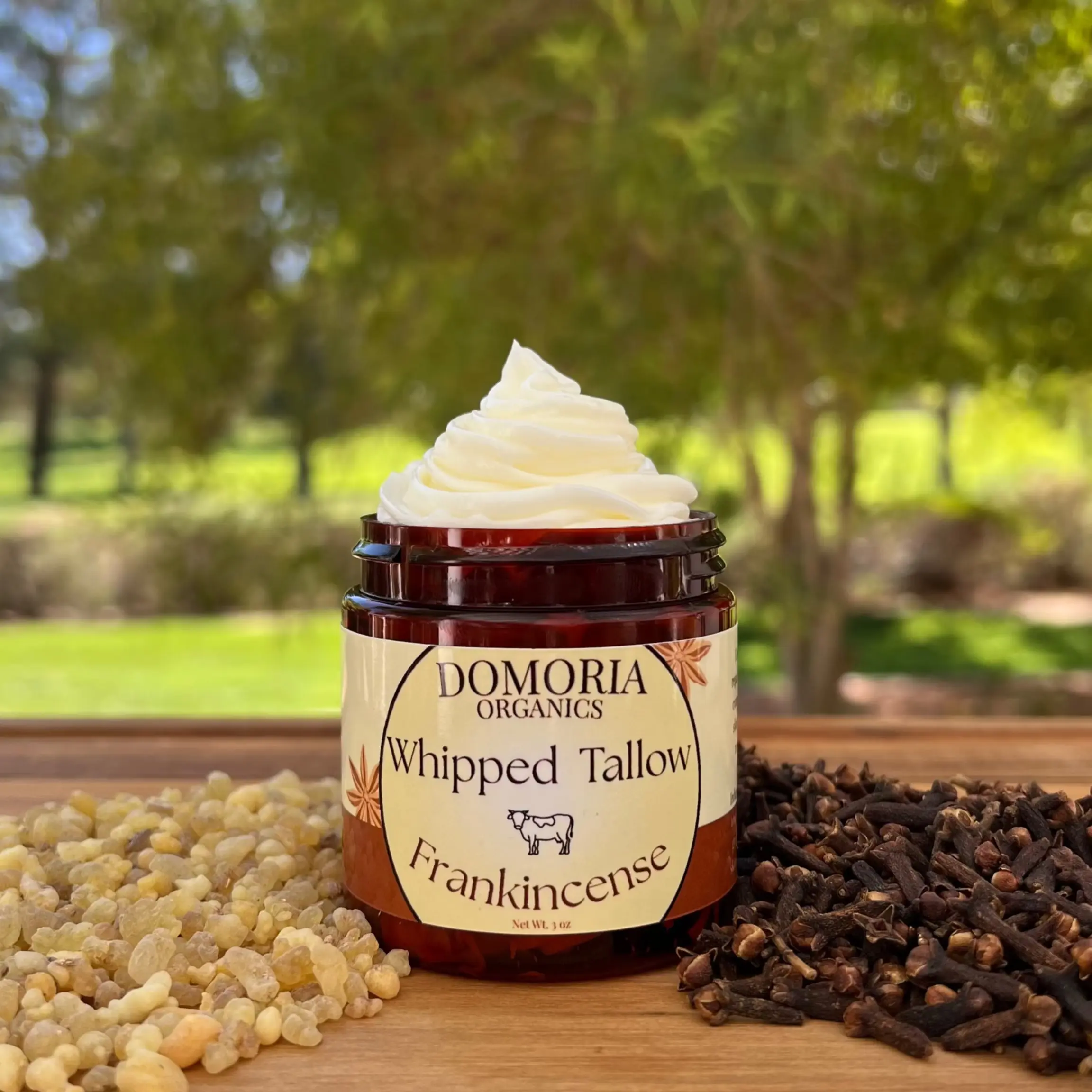 Whipped Tallow Balm - Frankincense Resin & Whole Clove, Herb-Infused Chamomile & Calendula