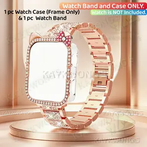KAYKWONG'S 1 Set Rhinestone-Style Metal Watch Band with Rhinestone Design Watch Case, Smart Watch Accessories, Compatible with Iwatch Series 11/10/9/8/7/se2/se/6/5/4/3/2/1, for Size 49/46/45/44/42/41/40mm, Fashionable and Durable