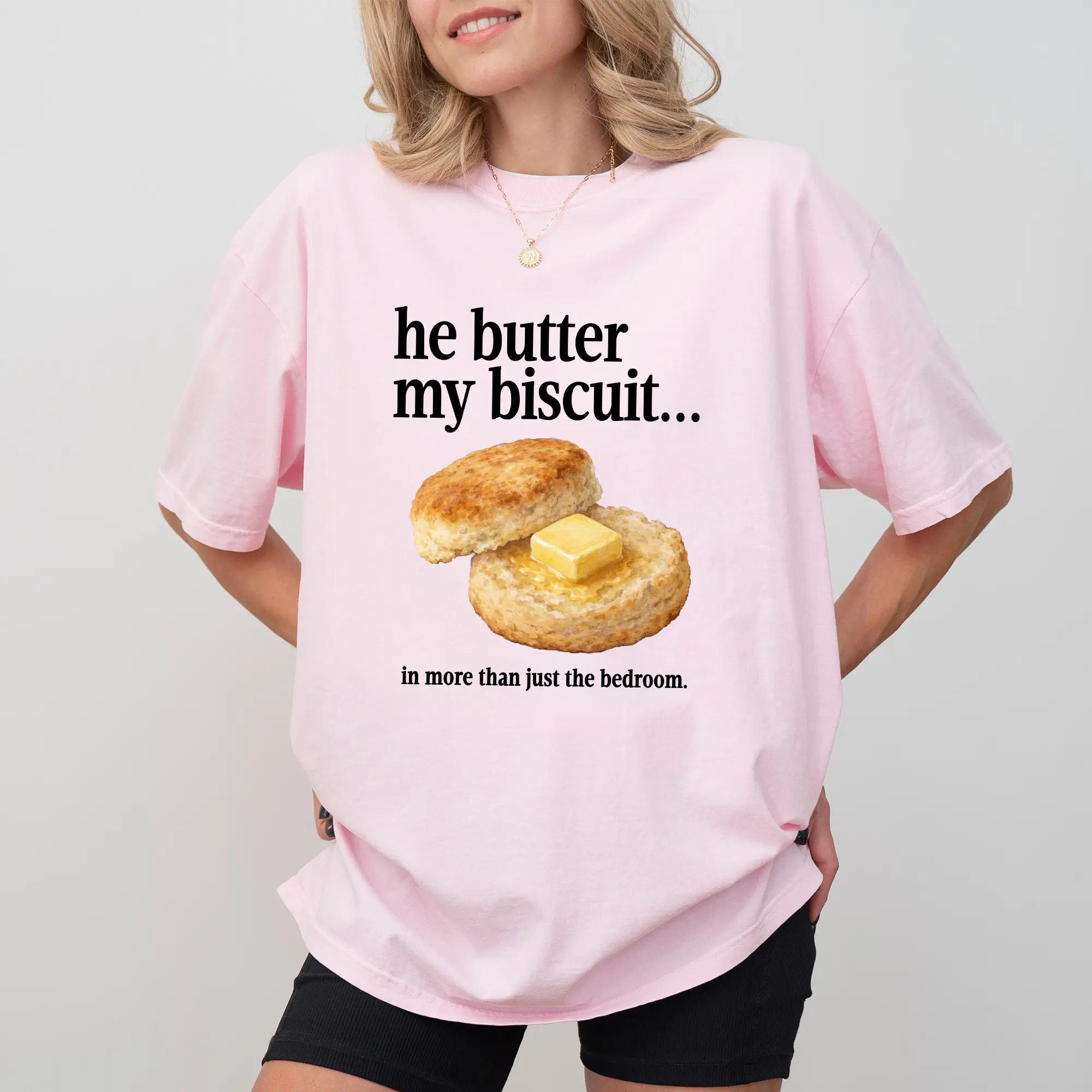 MAPTEES He Butters My Biscuit Comfort Colors Shirt, Flirty Funny Graphic Tee, Biscuit Lover T-shirt, Adult Humor Outfits, Innuendo Clothing
