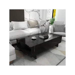 Indoor furniture  COSVAE Marble Rectangle Coffee Tables Living Room Modern Side Contemporary High Gloss Elegant Center Table For Waiting Area 41.3 Lx19.7 Wx13.8 H Black