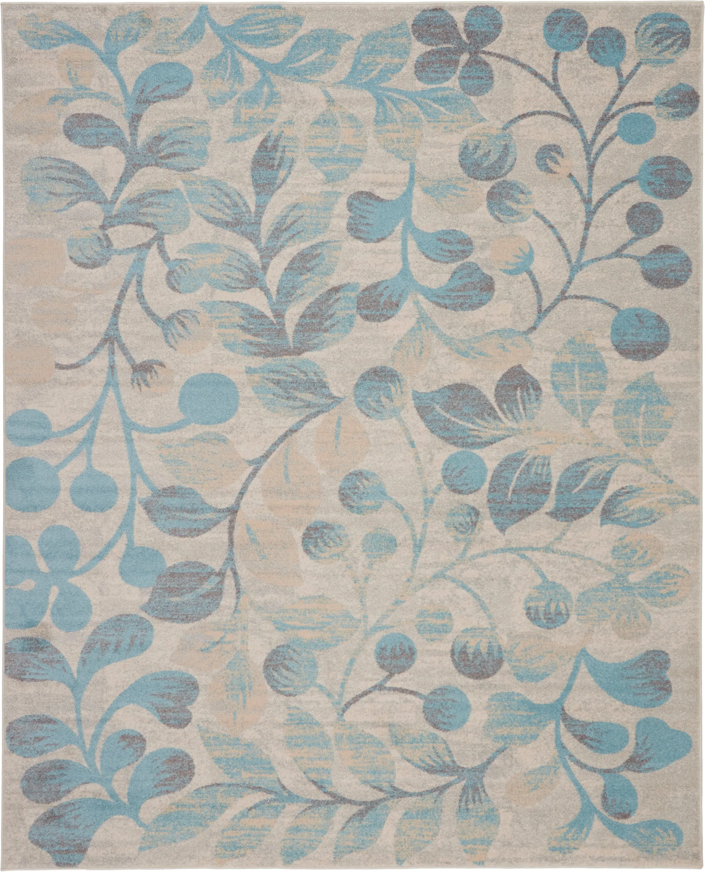 Nourison Home Tranquil TRA03 Ivory Turquoise Contemporary Power-loomed Rug