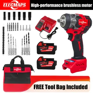 3-in-1 Cordless Brushless Impact Wrench — 450 N High-Power Tool, Ideal for Automotive Repair (Accessories Included) | DIY & Construction | Red & Black Design